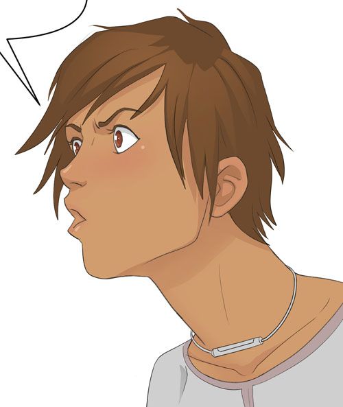 A male anime character with brown hair looking concerned.