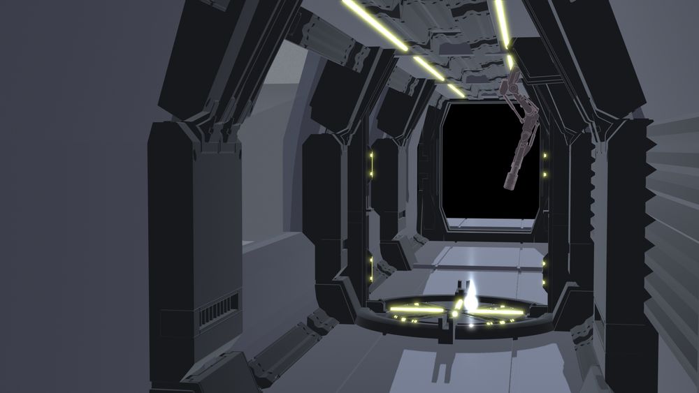 A 3D model of a sci-fi interior