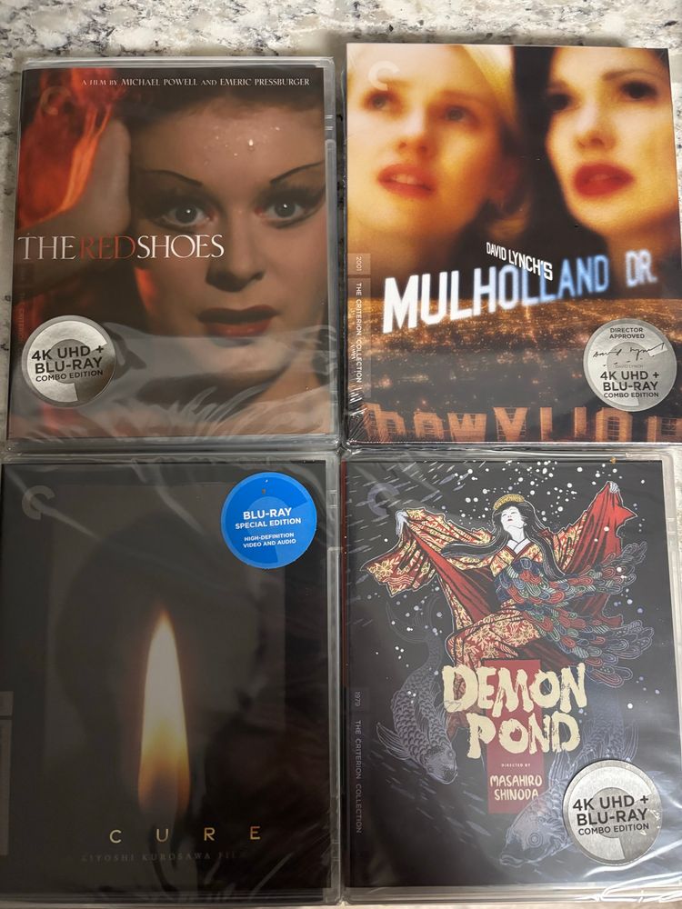The Red Shoes 4K, Mulholland Drive 4K, Demon Pond 4K, Cure Blu-ray