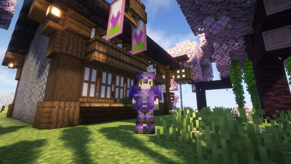 Minecraft/鍛冶屋の前にて(建築はFreedomさん作のを参考)