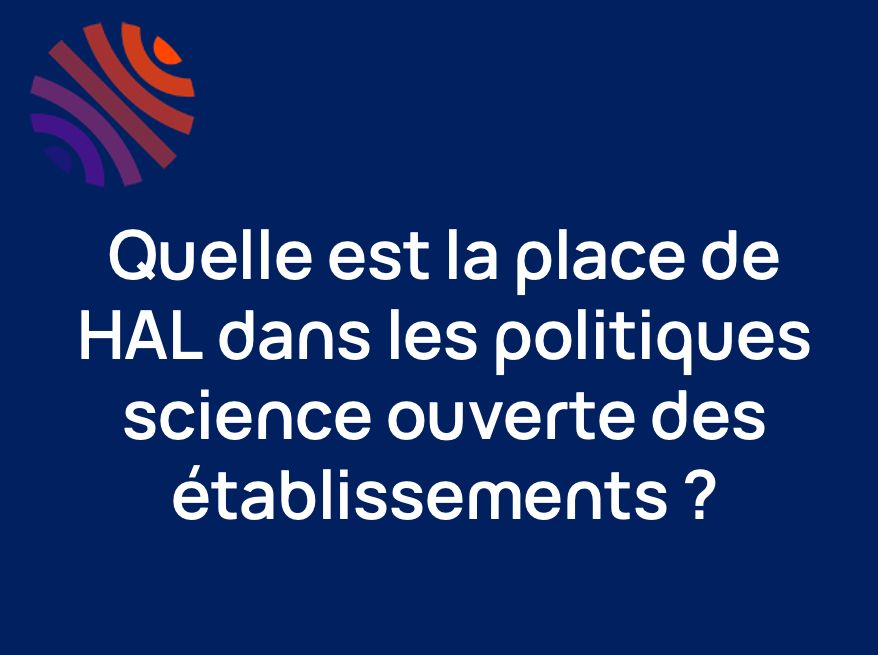 panneau avec titre du billet de blog : Quelle est la place de HAL dans les politiques science ouverte des établissements ? 