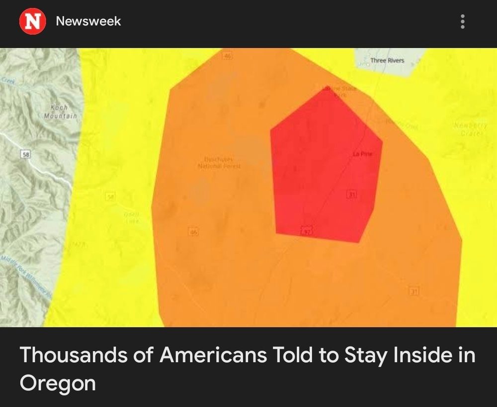A headline reads "Thousands of Americans Told to Stay Inside in Oregon"