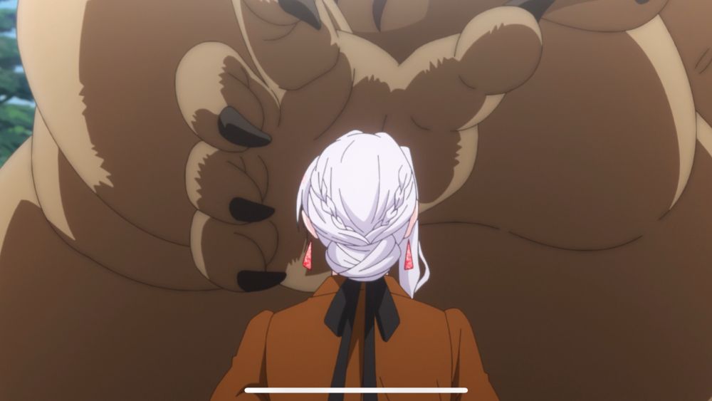 Giant pig monster reaching for Scarlet’s head.