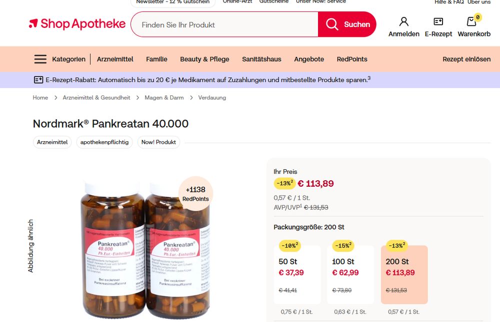 Medikament "Pankreatan" von der Webseite Sho-Appotheke.com