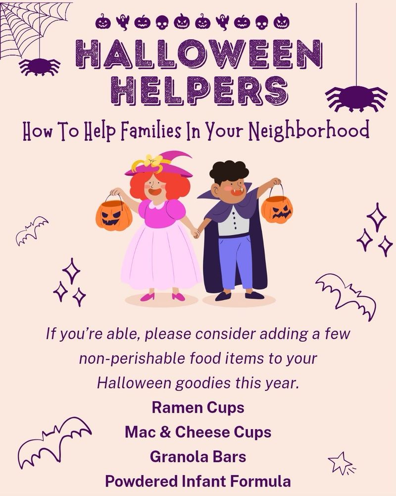 With all the uncertainty around when SNAP benefits will be available again for our neighbors, here’s a great way to help this Halloween. 

This small gesture could make a big impact on those in our communities!

If you’re able, please consider adding a few non-perishable food items to your Halloween goodies this year.