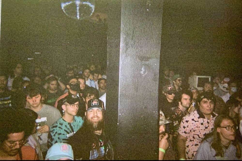 Crowd pic from FlamingoFest 2023, taken using an analogue camera.