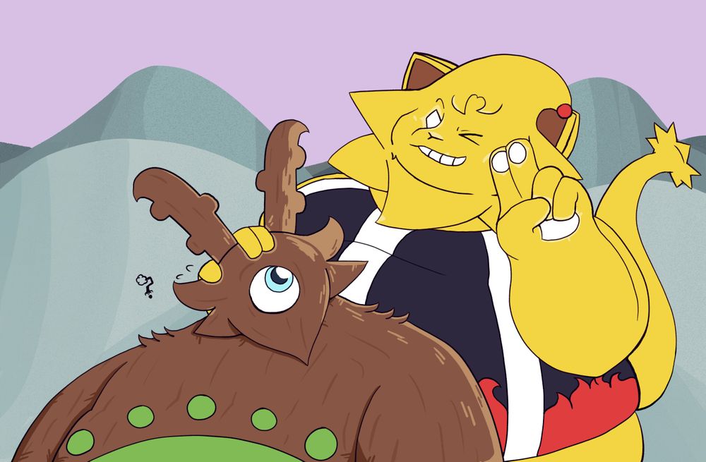 my ocs, Sleepy sun and Elf tree getting they picture taken