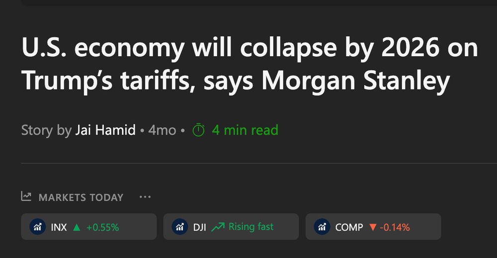 US economy will collapse by 2026 on Trump’s tariffs, says Morgan Stanley.