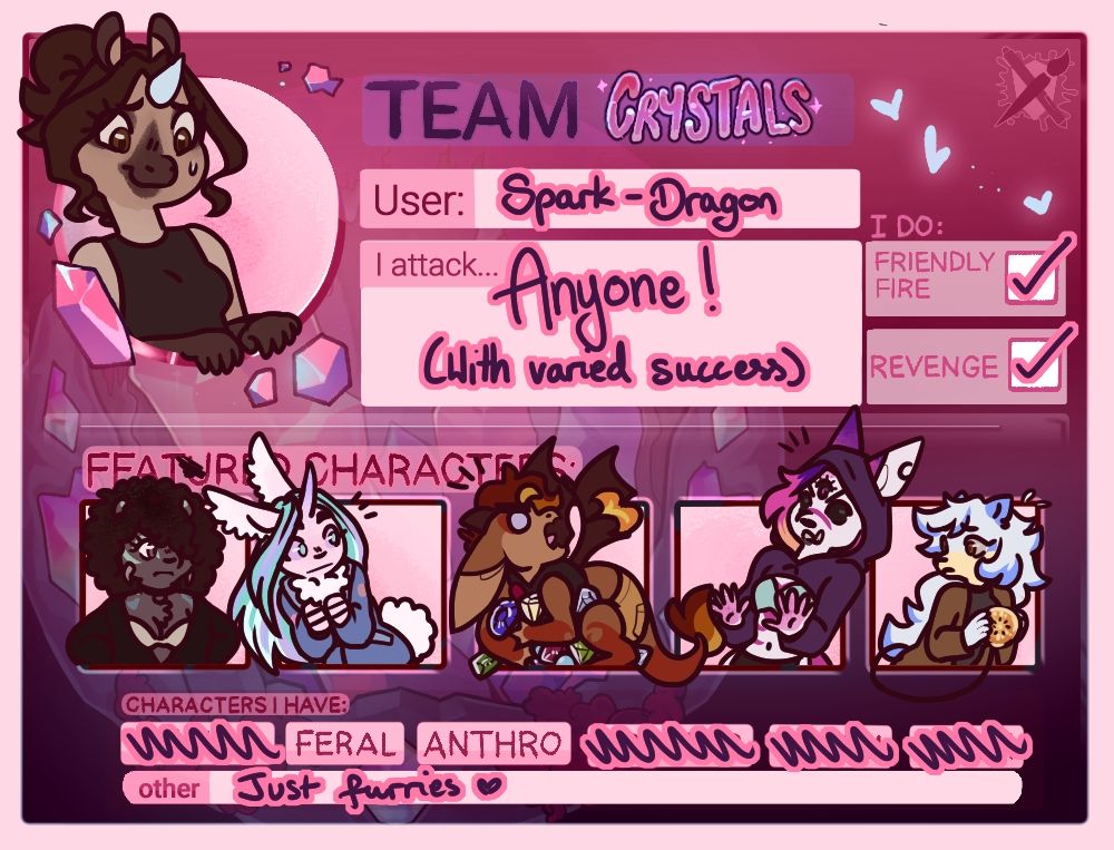 My Art fight card. Team Crystals. User name Spark-Dragon.