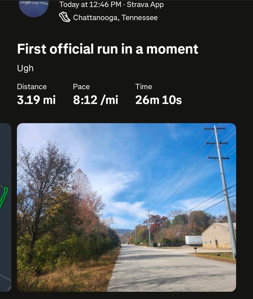 Strava of a 3.19mi run in 26m 10s