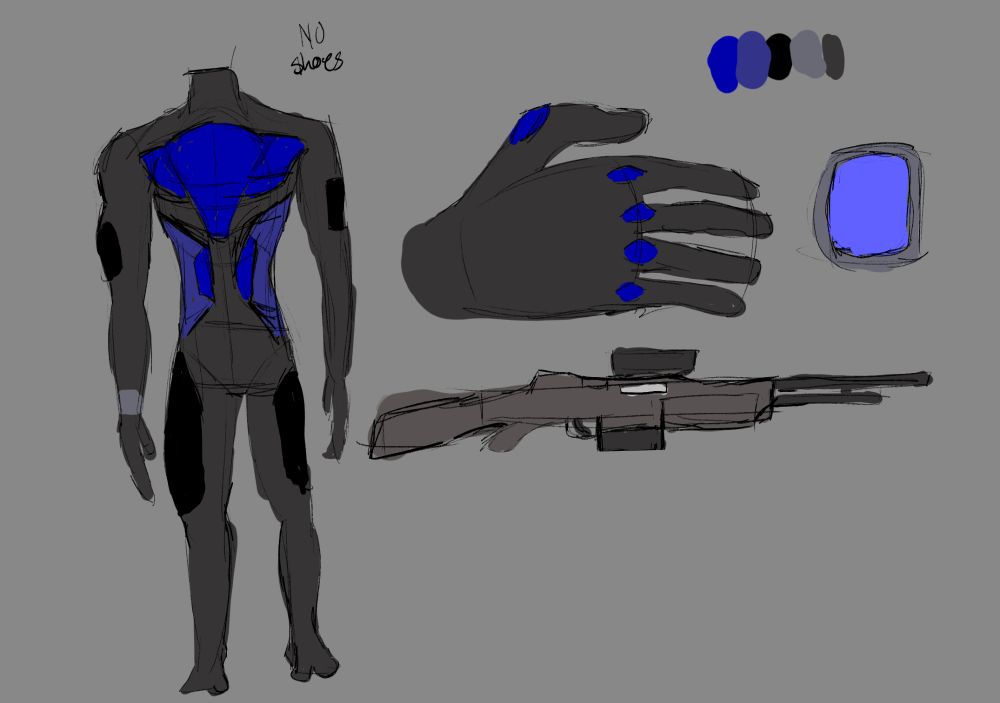 PIPS Human Preserving Space Suit and a Semi Automatic Rifle. 