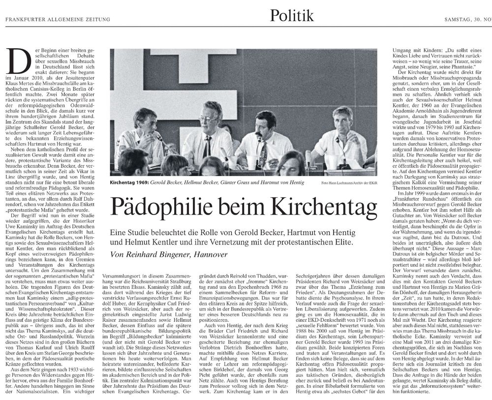 Pädophilie beim Kirchentag - FAZ-Artikel