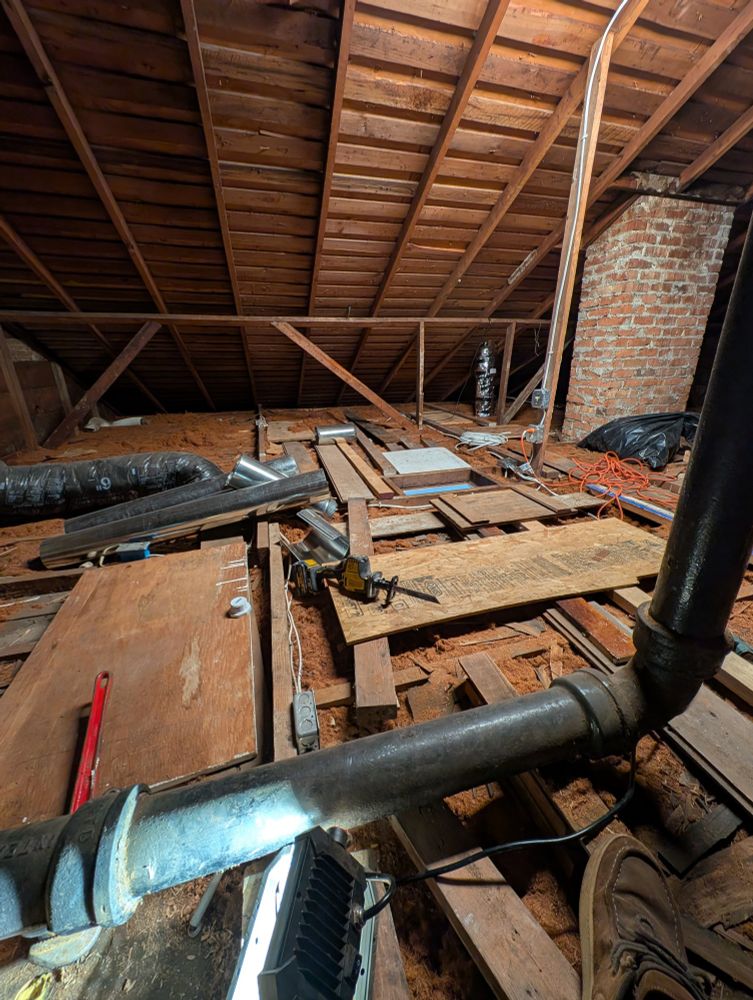 Fucking bullshit shit pipe being fucking leaky bull shit in my fucking shitty attic