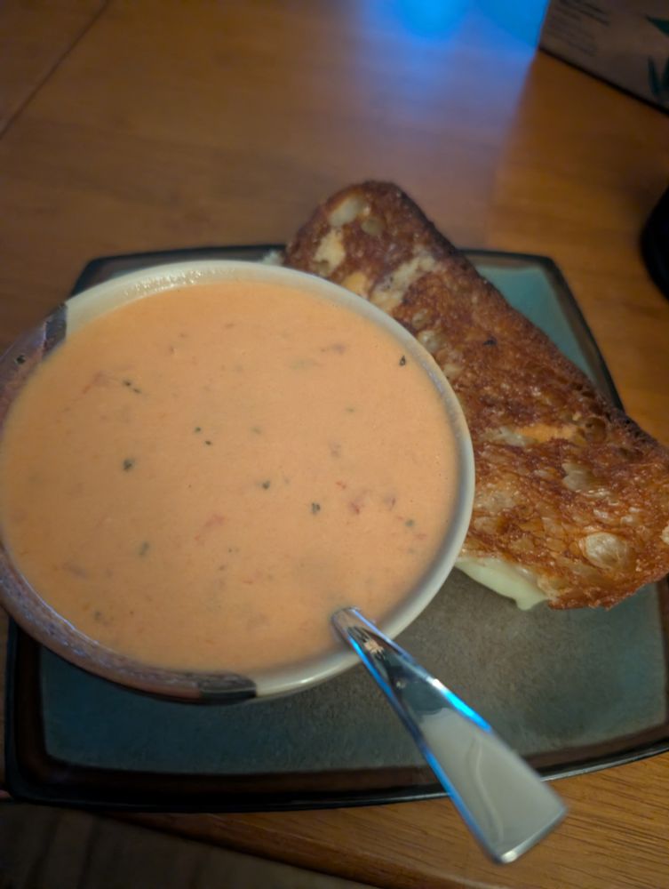 It doesn't look like much because it's just tomato soup and grilled cheese, but it was delicious and exactly what I wanted.