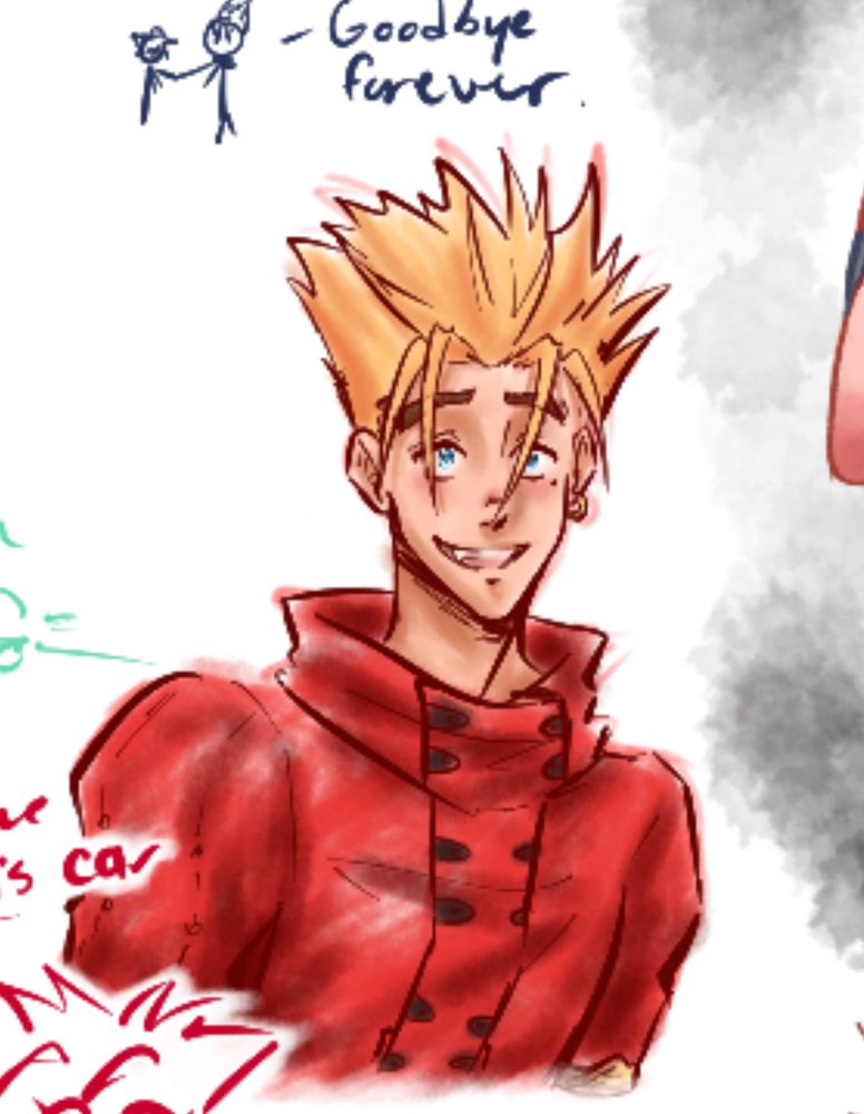 Uncropped Vash doodle from the corner of the magma