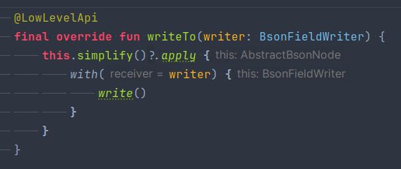 	@LowLevelApi
	final override fun writeTo(writer: BsonFieldWriter) {
		this.simplify()?.apply {
			with(writer) {
				write()
			}
		}
	}