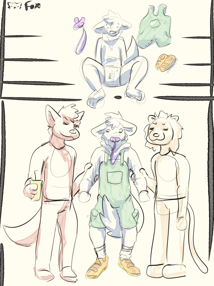 After soaking their pants in front of everyone, Ash’s friends help them get cleaned up and into some more appropriate clothes. What a cutie!