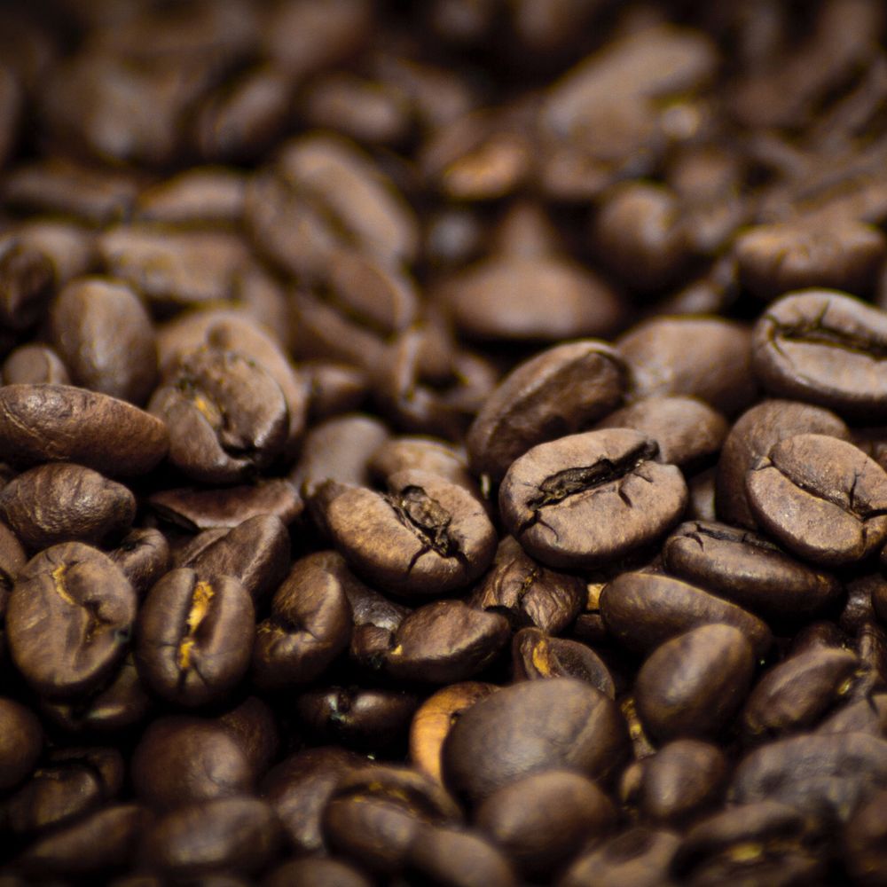 Nahaufnahme von gerösteten Kaffeebohnen, dicht aneinandergereiht, mit warmem Braunton und sichtbarer Struktur der Bohnenoberflächen.