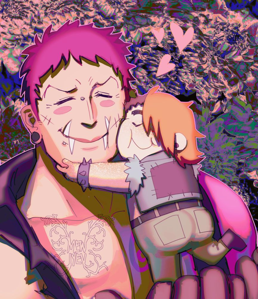Mushy artwork of Katakuri with a chibi Maren