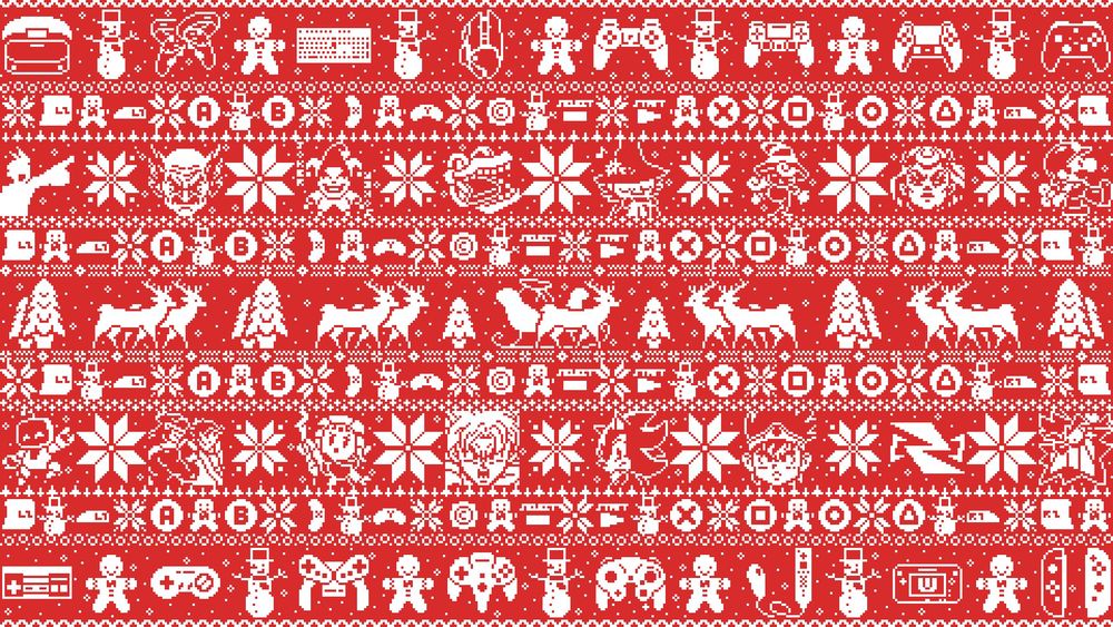 Christmas jumper with the following games represented: Apollo Justice, Tekken 8, Balatro, Penny's Big Breakaway, Snufkin: Melody of Moominvalley, Paper Mario: The Thousand-Year Door, Hades II, Mario Vs. Donkey Kong, Astro Bot, Marvel vs. Capcom Fighting Collection, The Legend of Zelda: Echoes of Wisdom, Dragon Ball: Sparking! Zero, Sonic X Shadow Generations, Dragon Quest III HD-2D Remake, Marvel Rivals, Antonblast