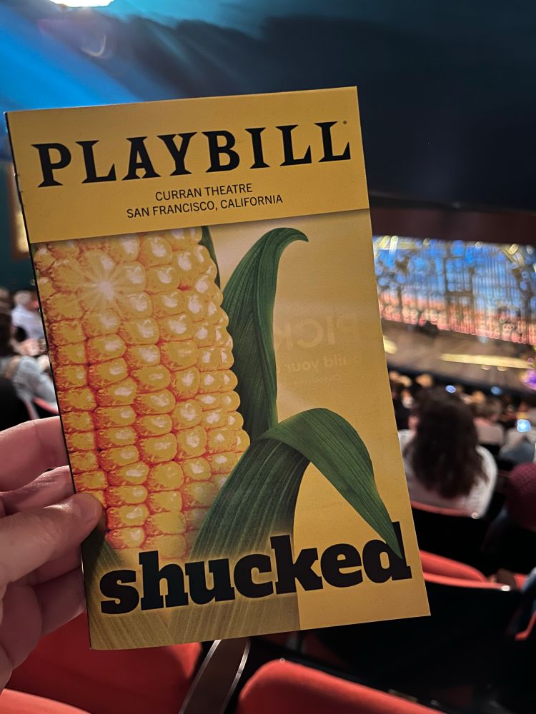 the playbill for the broadway musical 'Shucked'