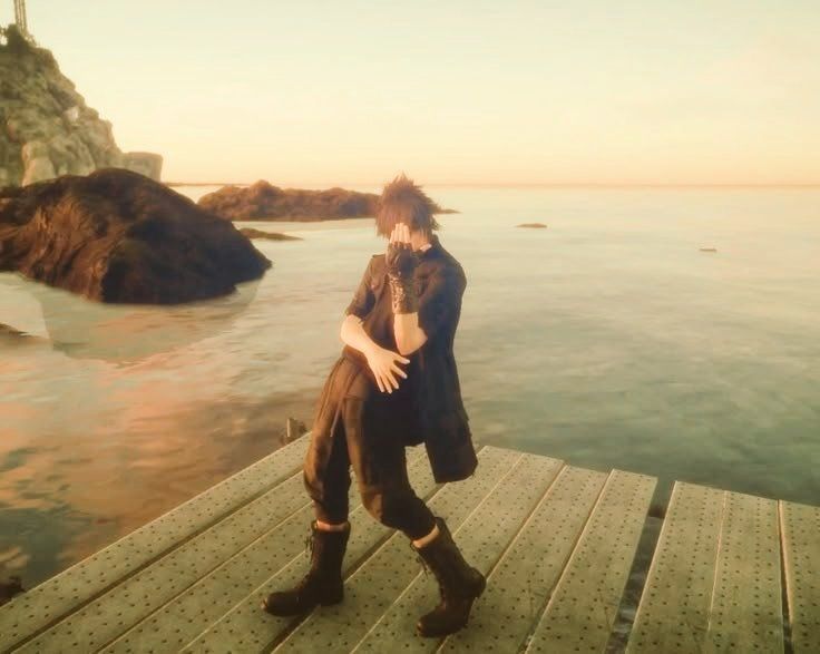 Noctis posing on the docks