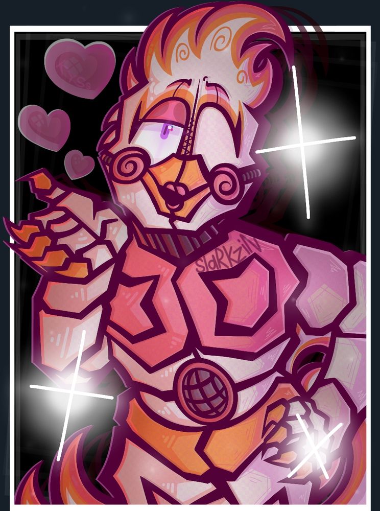 FNAF Pizzeria Simulator and UCN fanart of Funtime Chica blowing you a kiss. Today is all about her! Artwork contains white, pink and orange colors