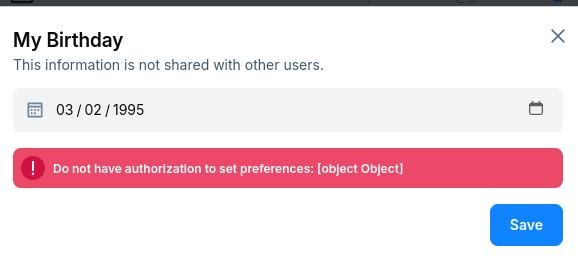 the error message reads: do not have authorization to set preferences