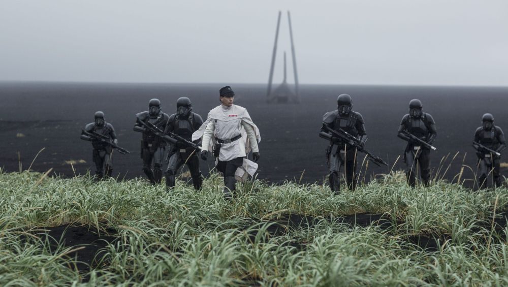 Screen grab from Rogue One. They've landed miles from their destination and are having to walk.