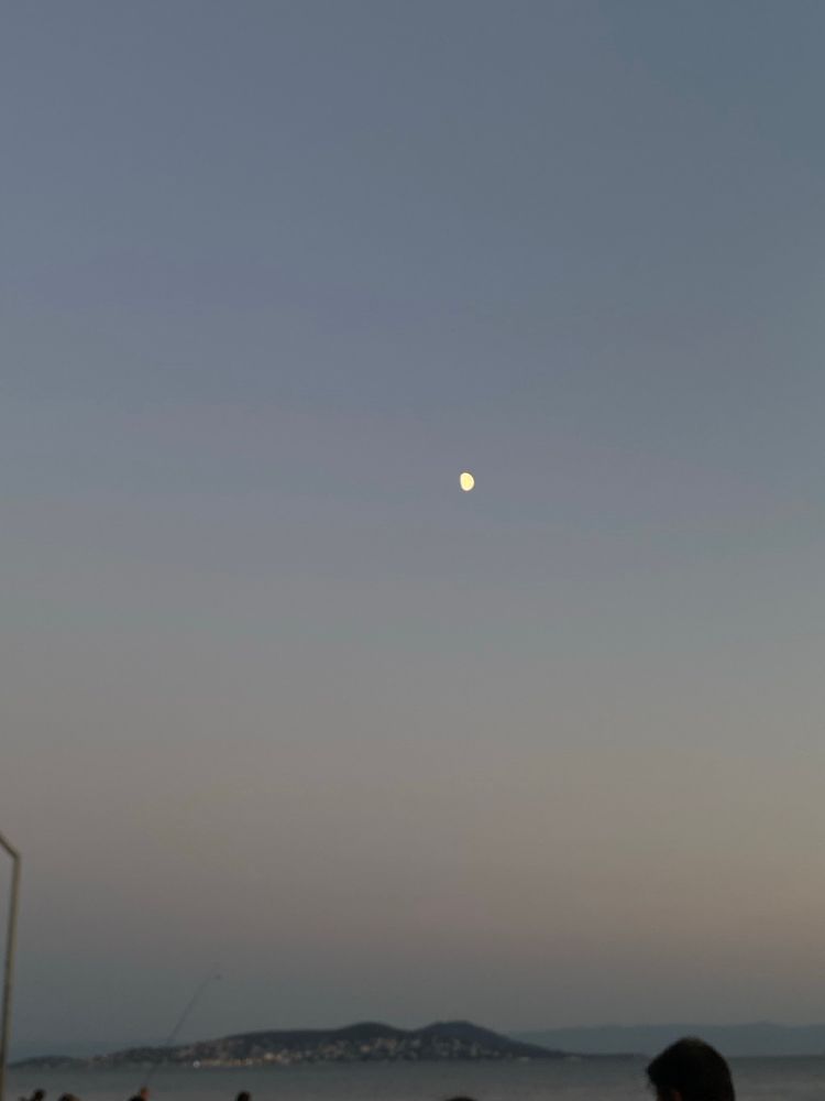 sunset and the moon