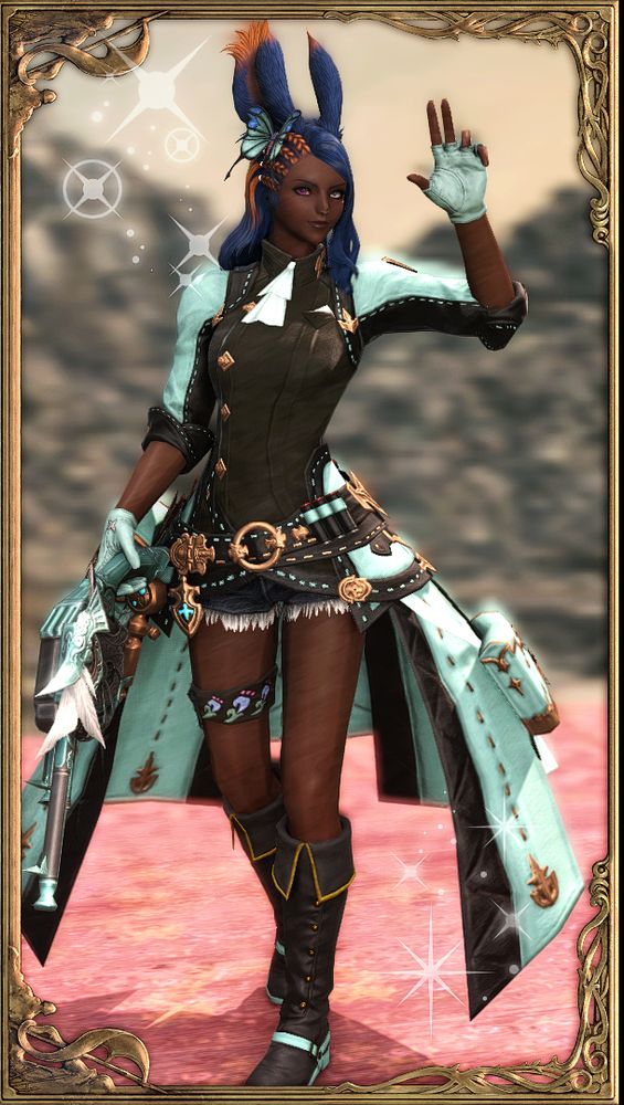 Viera striking a pose with a gun in her right hand