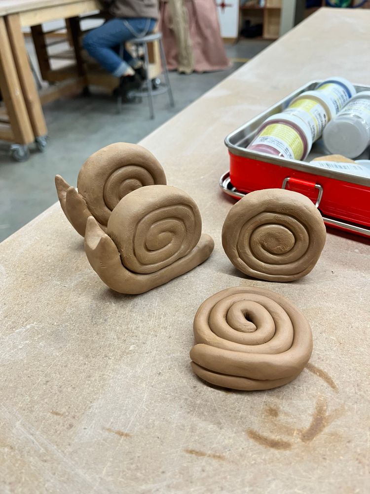 In progress clay snails
