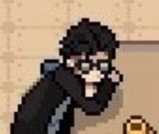 A game screenshot of Cygnus from Long Gone Days sleeping at a table with his head rested on his arms