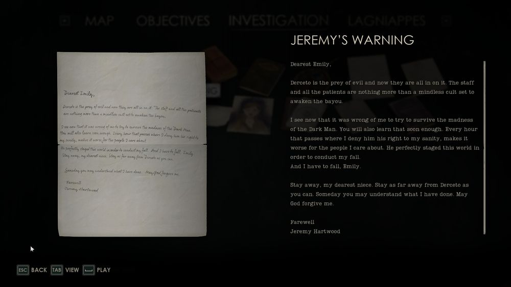 La carta de Jeremy a Emily en ingles. Mantiene el tono, bien redactada.... 