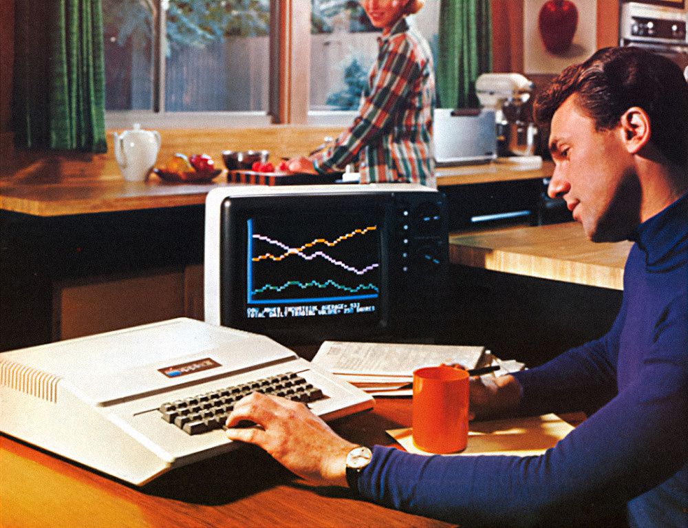 Photo from an early Apple II ad in the 1970s