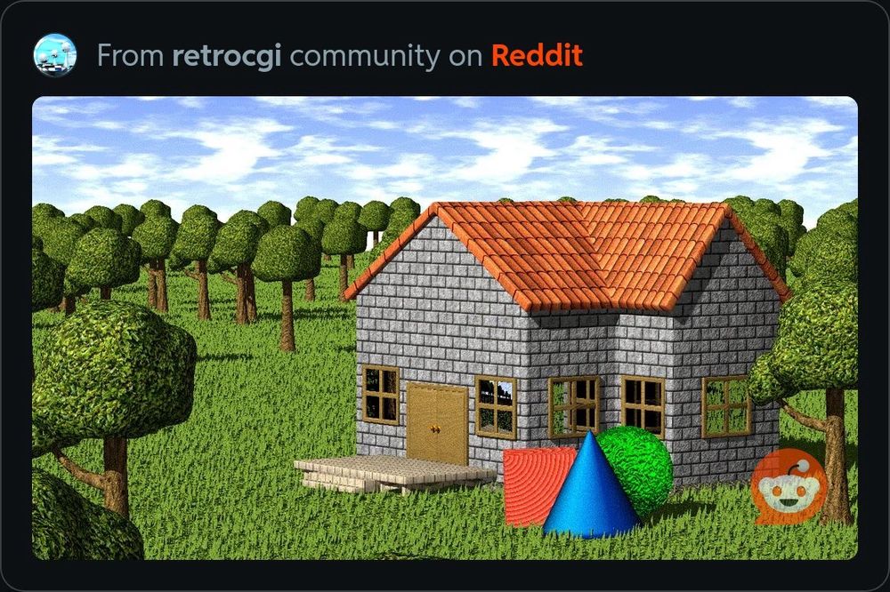 Screenshot of retro-looking CGI house on Reddit