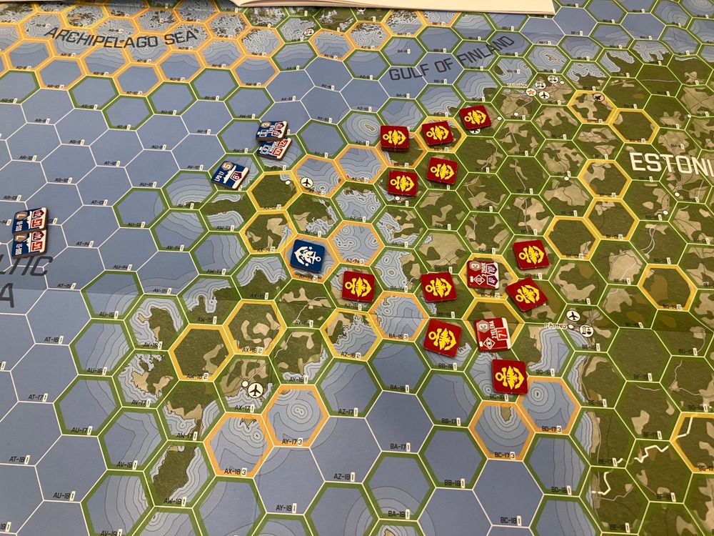 Map showing battle around Estonia in the Littoral Commander The Baltic game.