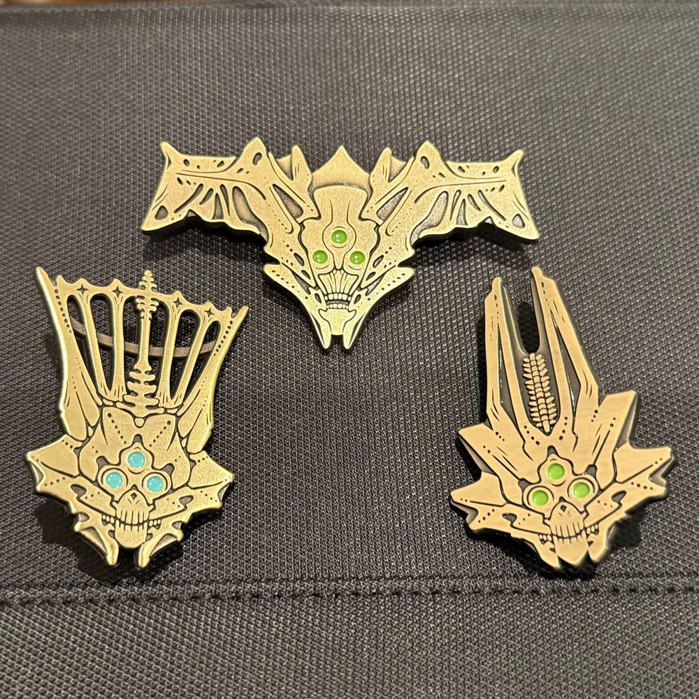 Pins of Oryx, Xivu Arath, and Savathûn from Destiny 2. 
