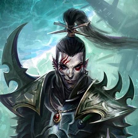 Marazhai Aezyrraesh from Warhammer 40k: Rogue Trader (evil elf twink grimdark style)