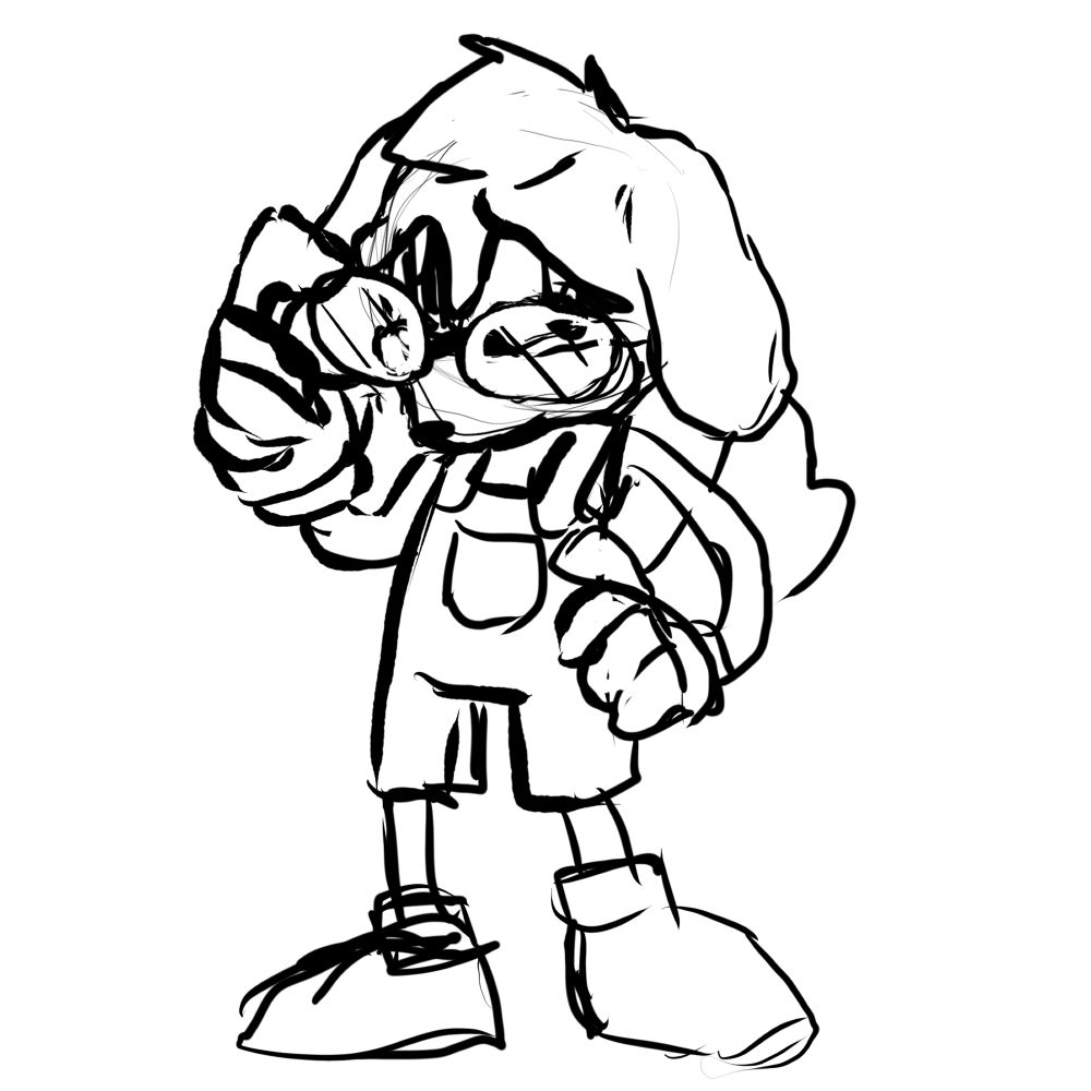 sonic OC for Adidefender based on vibes. a confused dog in overall