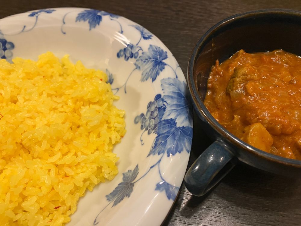 ブロック豚肉のインドカレー風
サフランライス添え