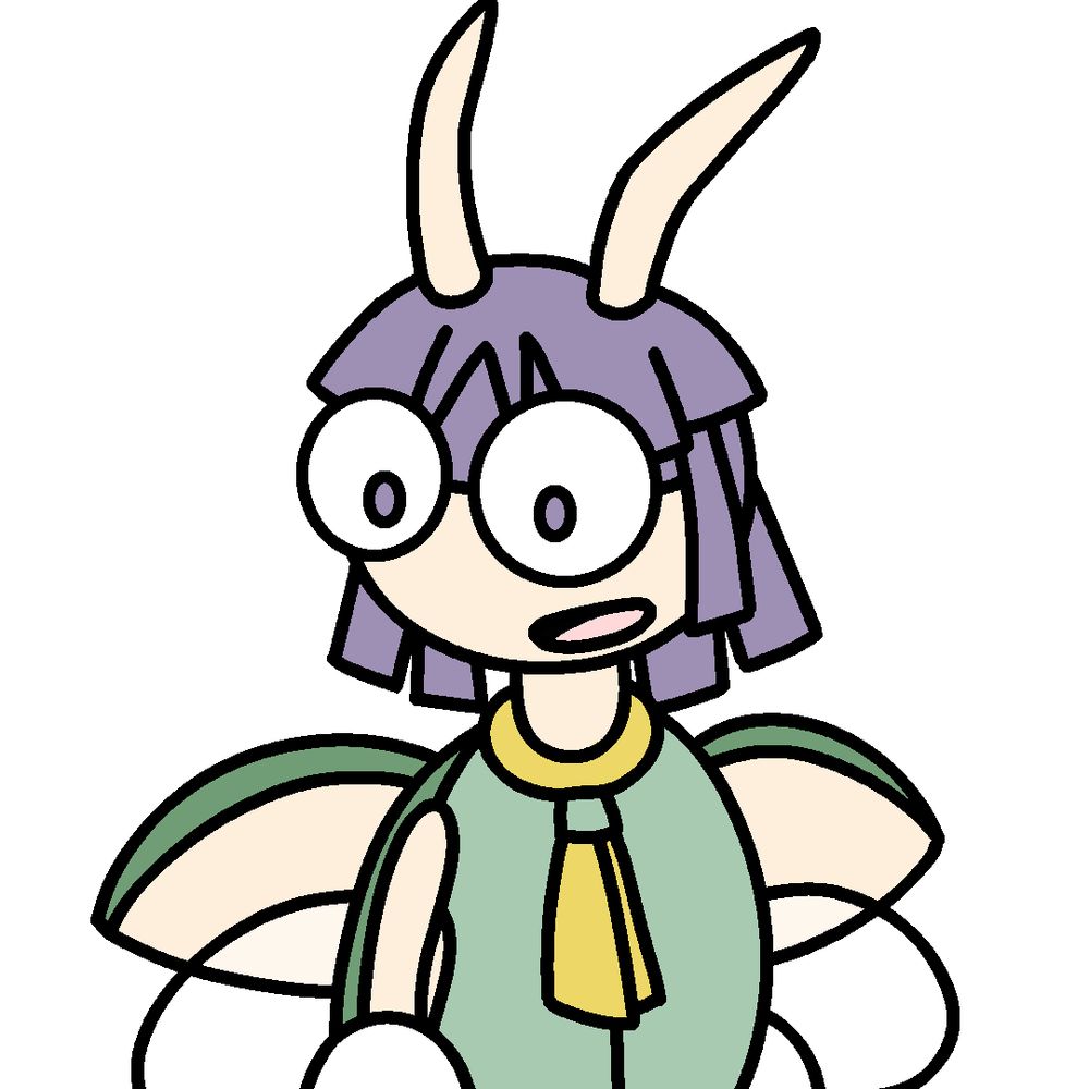 Bugsy from Pokemon Gold as a smiling green Ledian, from the hands up