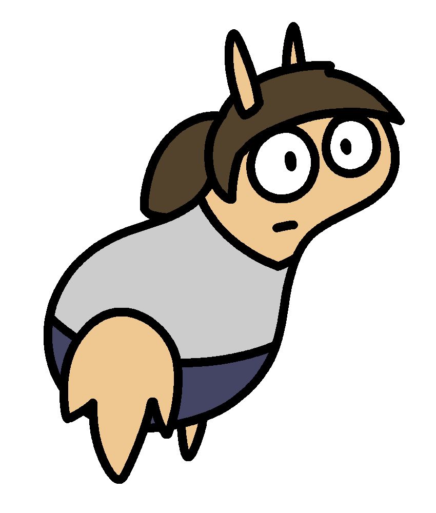 A drawing of a floating human-ish character with antennae