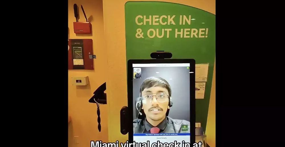 A visitor seemed stumped during a recent trip to a Miami La Quinta when they had to check in using a remote receptionist.