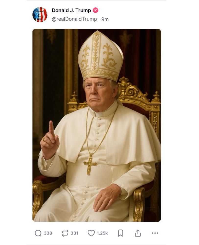 AI photo of Trump dressed as the pope. 