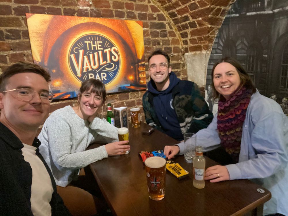Me with George, Mat and Sara at the pub