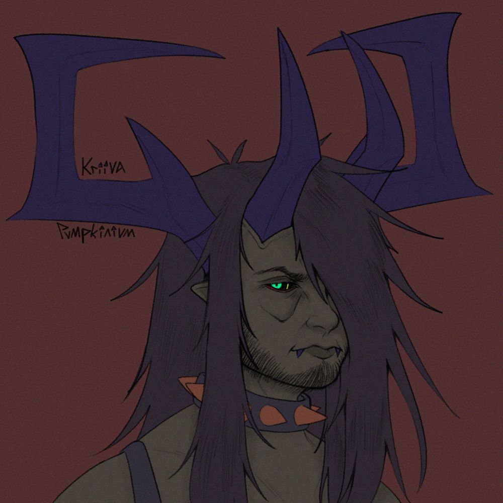 third and final of the pencil brush portraits. this one is of my demon oc kriiva.