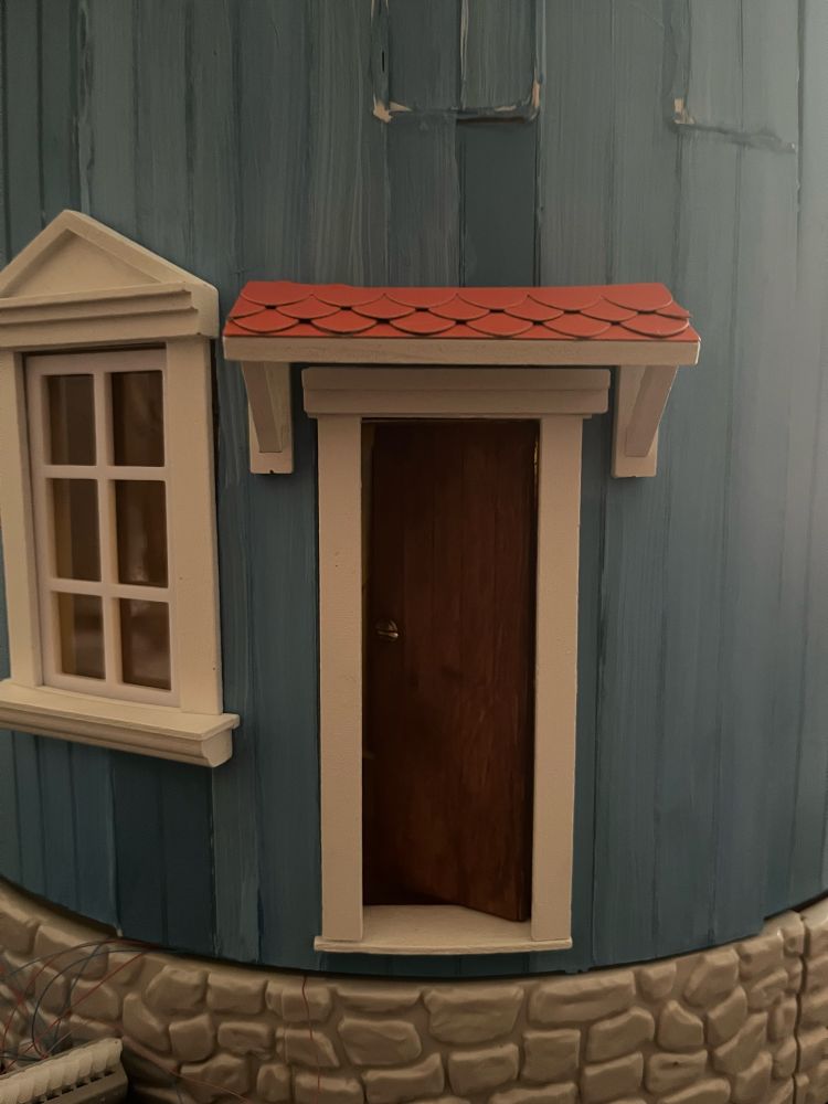 The kitchen door a little ajar. 