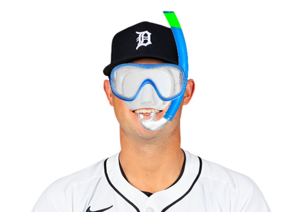 Spencer Torkelson with snorkelling equipment, making him Speencer Snorkelson