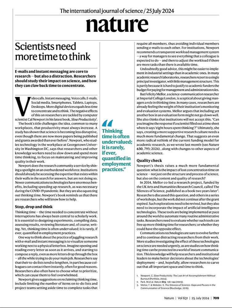 Scientists need more time to think 